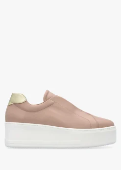 Discount DANIEL Tred Nude Pink Leather Laceless Flatform Trainers