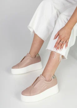 Discount DANIEL Tred Nude Pink Leather Laceless Flatform Trainers