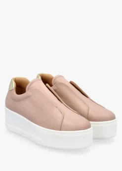 Discount DANIEL Tred Nude Pink Leather Laceless Flatform Trainers