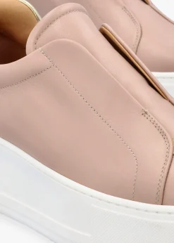 Discount DANIEL Tred Nude Pink Leather Laceless Flatform Trainers