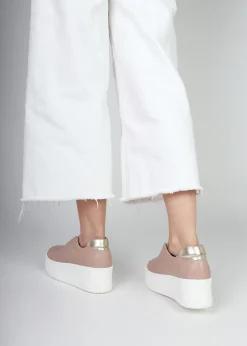 Discount DANIEL Tred Nude Pink Leather Laceless Flatform Trainers