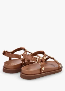 Outlet ASH Ugo Tan Leather Studded Sandals