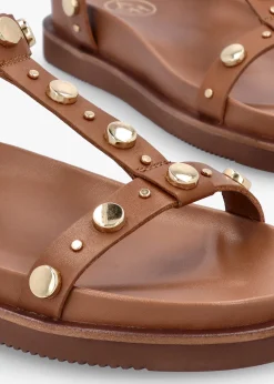 Outlet ASH Ugo Tan Leather Studded Sandals