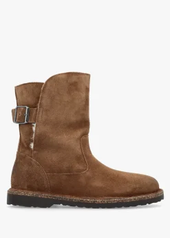 Fashion BIRKENSTOCK Uppsala Shearling Dark Tea Suede Ankle Boots