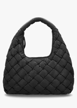 New DANIEL Veave Black Leather Woven Shoulder Bag
