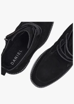Online DANIEL Vesta Black Suede Lace Up Block Heel Ankle Boots