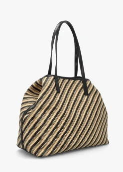 Outlet GUESS Vikky II Natural Black Beachy Tote Bag