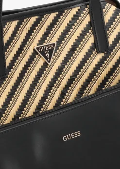 Outlet GUESS Vikky II Natural Black Beachy Tote Bag