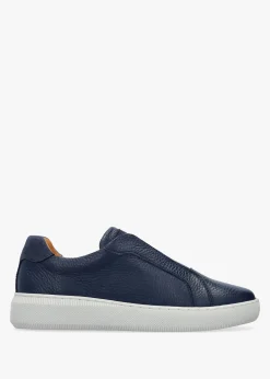 Hot DANIEL Viola Navy Tumbled Leather Low Profile Trainers