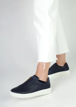 Hot DANIEL Viola Navy Tumbled Leather Low Profile Trainers