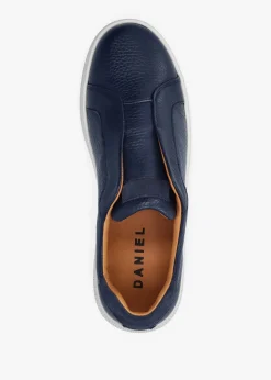 Hot DANIEL Viola Navy Tumbled Leather Low Profile Trainers