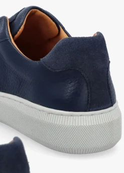 Hot DANIEL Viola Navy Tumbled Leather Low Profile Trainers