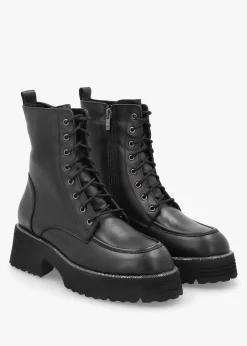 Best DANIEL Virtus Black Leather Glitter Trim Ankle Boots