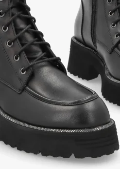 Best DANIEL Virtus Black Leather Glitter Trim Ankle Boots