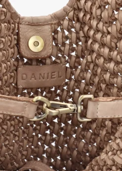 New DANIEL Vobo Slouchy Woven Beige Leather Hobo Bag