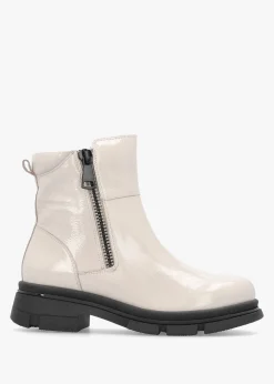 Sale CAPRICE White Patent Leather Side Zip Ankle Boots