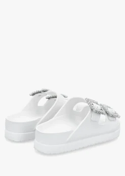 Sale HOT SAND White Two Bar Embellished Mules