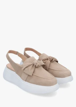 Discount WONDERS Winger Taupe Suede Knotted Sling Back Moccasins