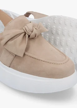 Discount WONDERS Winger Taupe Suede Knotted Sling Back Moccasins