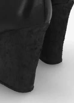 Best DANIEL Wiser Black Leather Knee High Wedge Boots