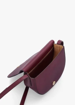 Online LAUREN RALPH LAUREN Witley Medium Red Leather Cross-Body Bag