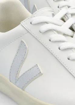 Clearance VEJA Women's Esplar Logo Extra White Silver Leather Trainers