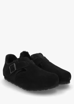 Online BIRKENSTOCK Women’s London Shearling Black Suede Clog Shoes