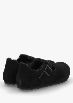 Online BIRKENSTOCK Women’s London Shearling Black Suede Clog Shoes