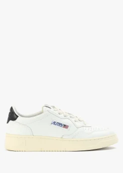 Discount AUTRY Women's Medalist Low White & Black Leather Trainers