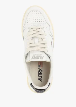 Discount AUTRY Women's Medalist Low White & Black Leather Trainers