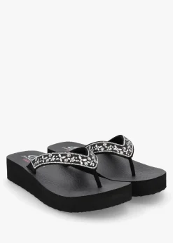 Discount SKECHERS Women’s Vinyasa Butterfly Kiss Black Flip Flops