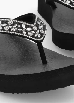 Discount SKECHERS Women’s Vinyasa Butterfly Kiss Black Flip Flops