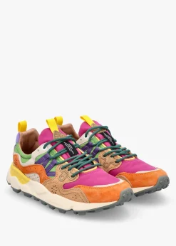 New FLOWER MOUNTAIN Women's Yamano 3 Orange Fuchsia Suede & Nylon Trainers