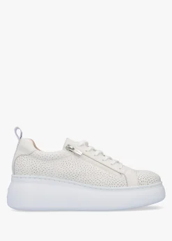 Sale WONDERS Woperf Off White Leather Perforated Trainers