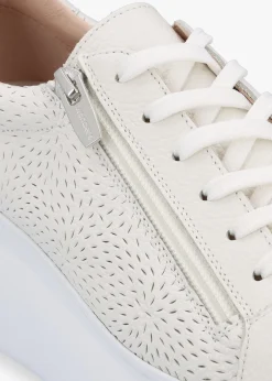 Sale WONDERS Woperf Off White Leather Perforated Trainers