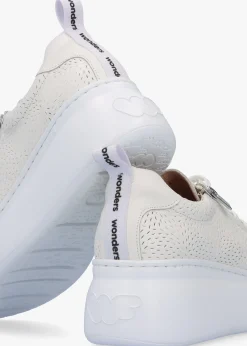 Sale WONDERS Woperf Off White Leather Perforated Trainers