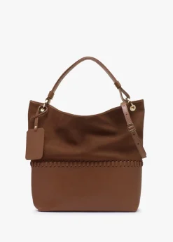 New DANIEL X Christian Villa Tan Leather & Suede Slouchy Hobo Bag