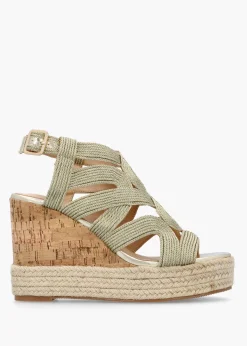 Outlet DF By DANIEL Yope Gold Rope High Wedge Espadrille Sandals