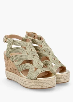Outlet DF By DANIEL Yope Gold Rope High Wedge Espadrille Sandals