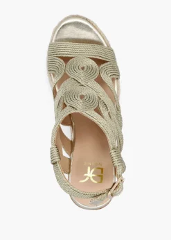 Outlet DF By DANIEL Yope Gold Rope High Wedge Espadrille Sandals