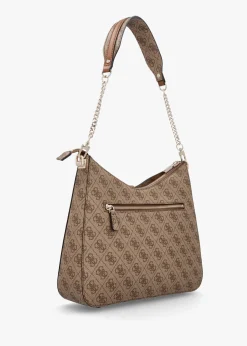 New GUESS Zamira Latte Logo Hobo Shoulder Bag