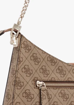 New GUESS Zamira Latte Logo Hobo Shoulder Bag