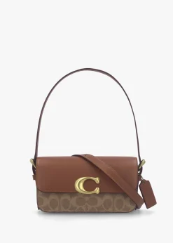 Online COACH Zoe Signature Coated Canvas Tan Caramel Shoulder Bag